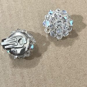 Clear glass beaded earrings marked Germany